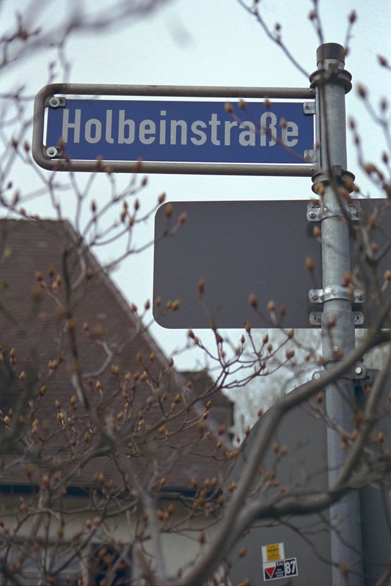 Holbein-Pferd Straßenschild der Holbeinstraße in Freiburg